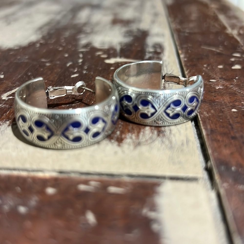 Brighton Blue Heart Hoop Earrings